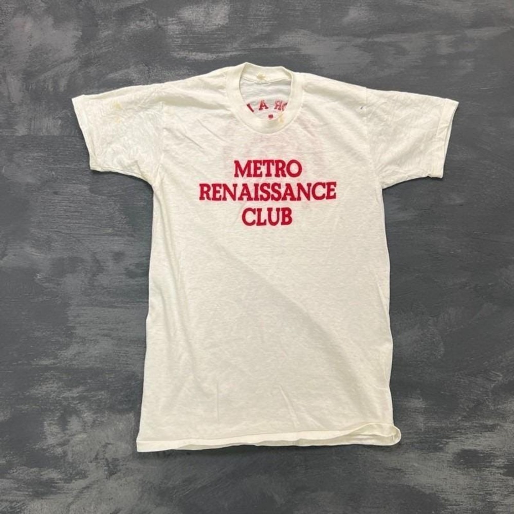 Vintage Metro Renaissance Club Shirt Mens Small White 1970s Detroit